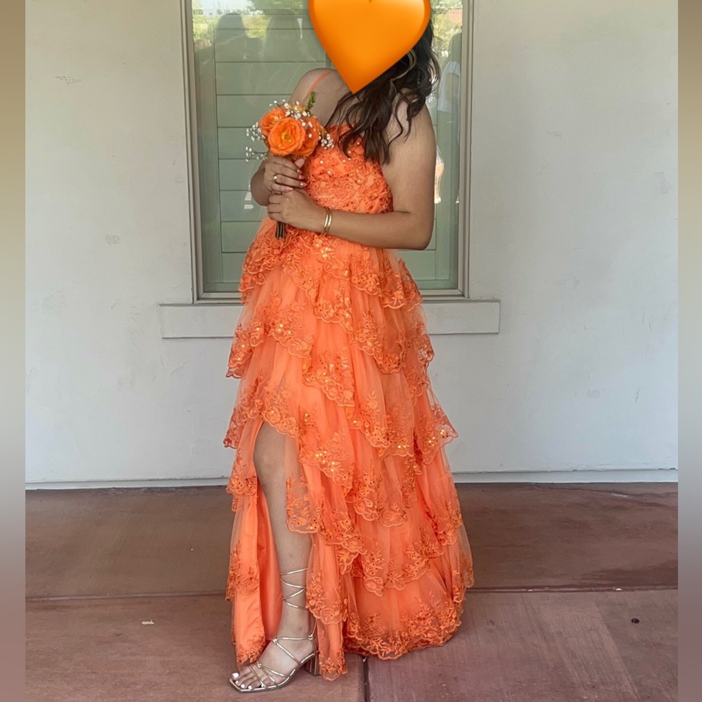 Elegant Orange Layered Gown